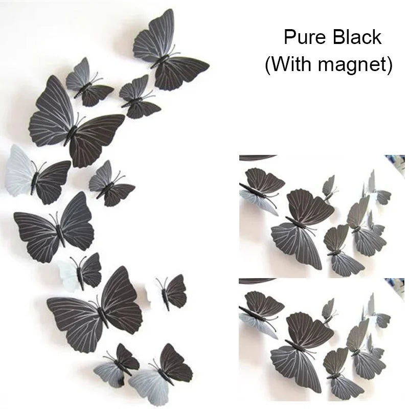 12PCS PVC 3D Butterflies Wall Stickers