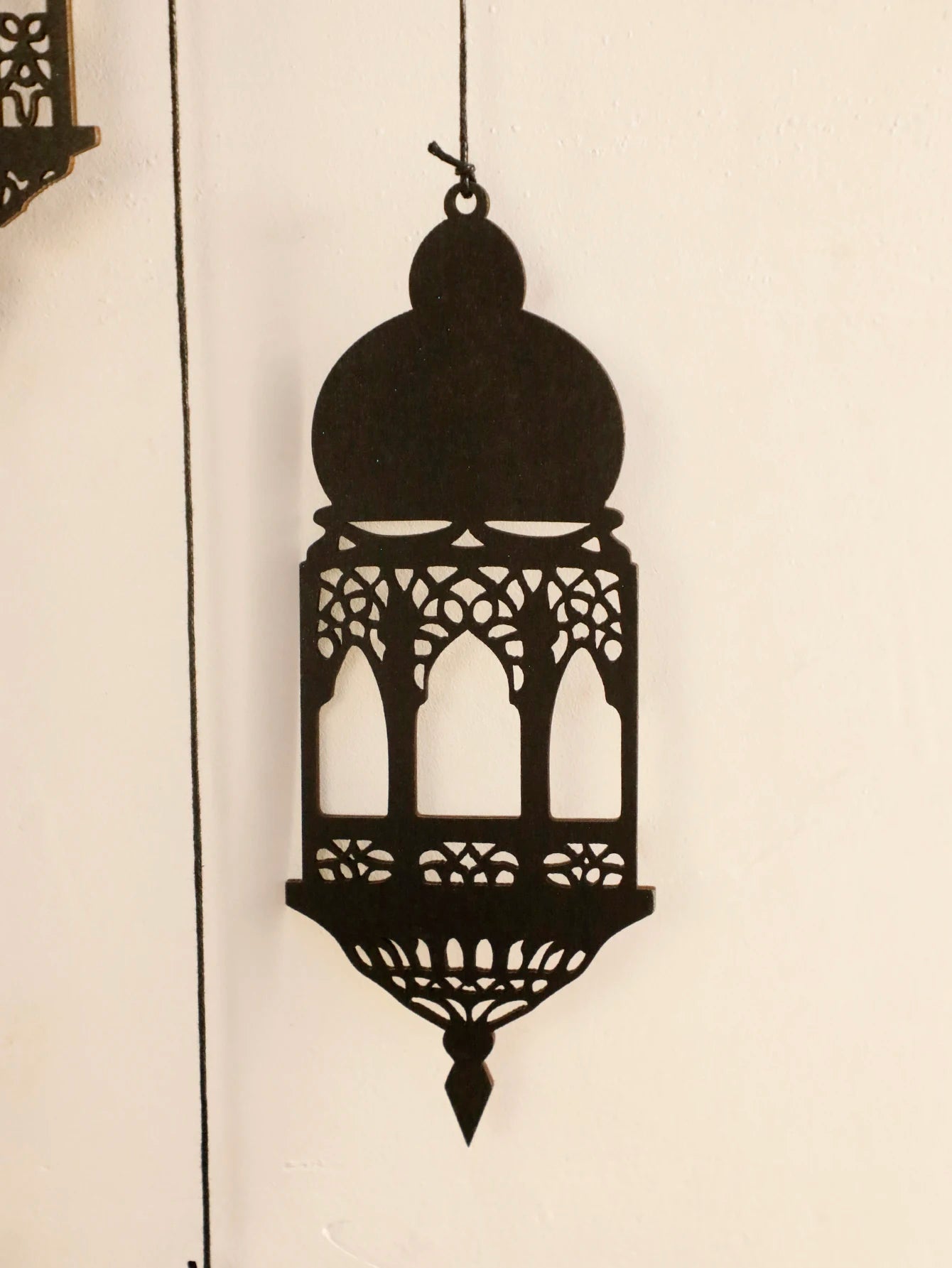 Islamic Wooden Wall Hanging, Lantern and Crescent Moon