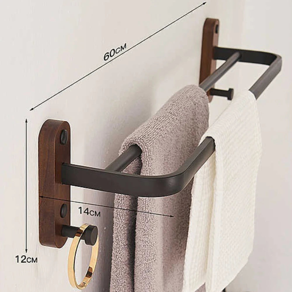 Walnut Wood Bathroom Rack Set