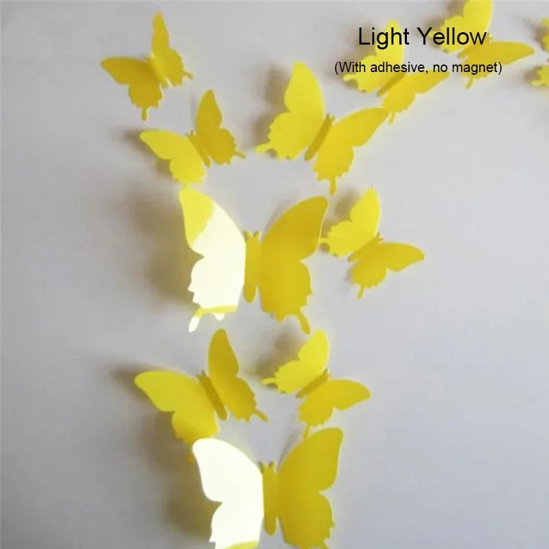 12PCS PVC 3D Butterflies Wall Stickers