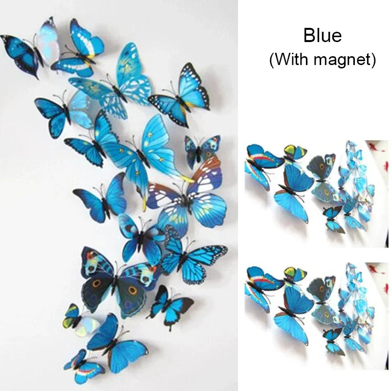 12PCS PVC 3D Butterflies Wall Stickers