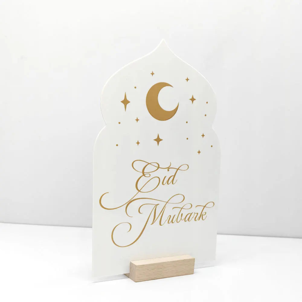 Tabletop Reusable Acrylic Ramadan Calendar Board with Wooden Base