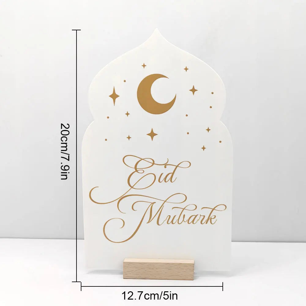 Tabletop Reusable Acrylic Ramadan Calendar Board with Wooden Base