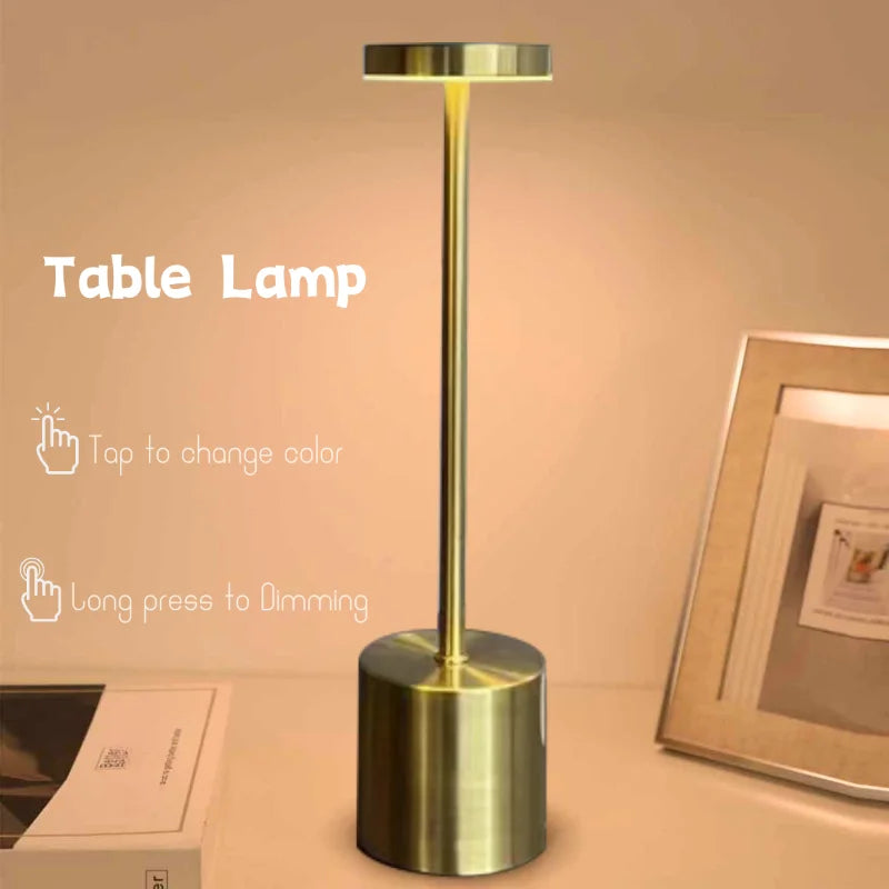 Metallic Touch Type Rechargeable Table Lamp