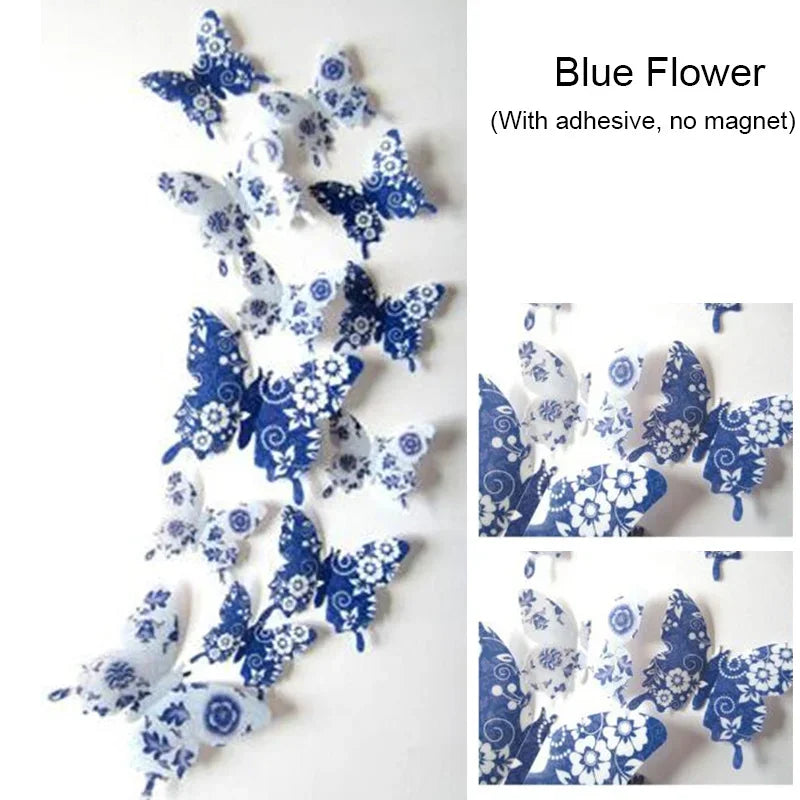 12PCS PVC 3D Butterflies Wall Stickers