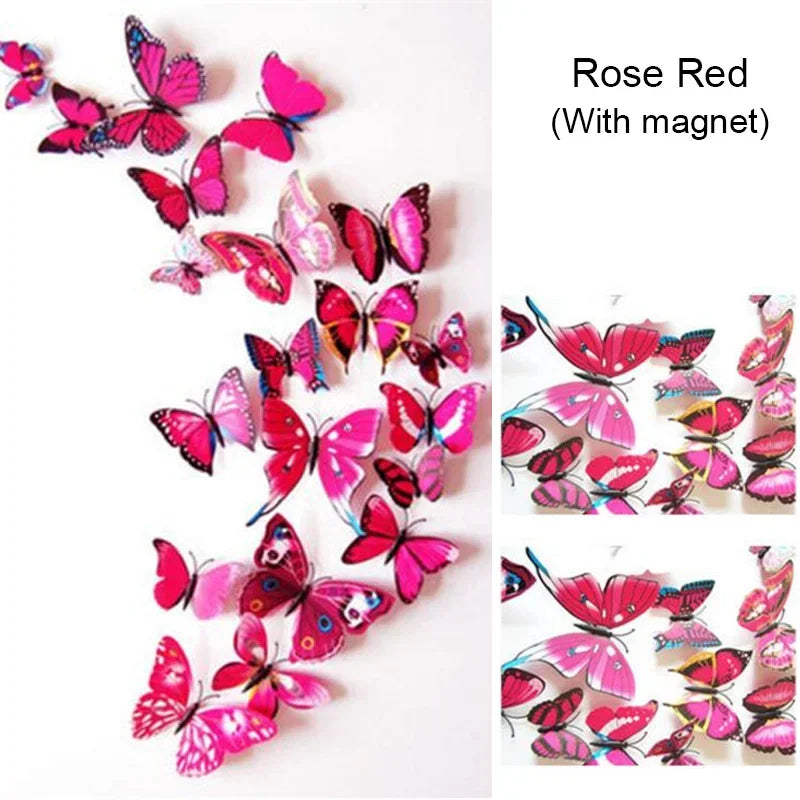12PCS PVC 3D Butterflies Wall Stickers