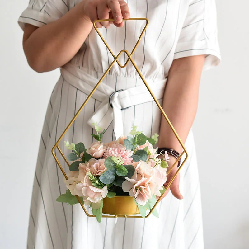 Metal Crescent Moon Flower Holder