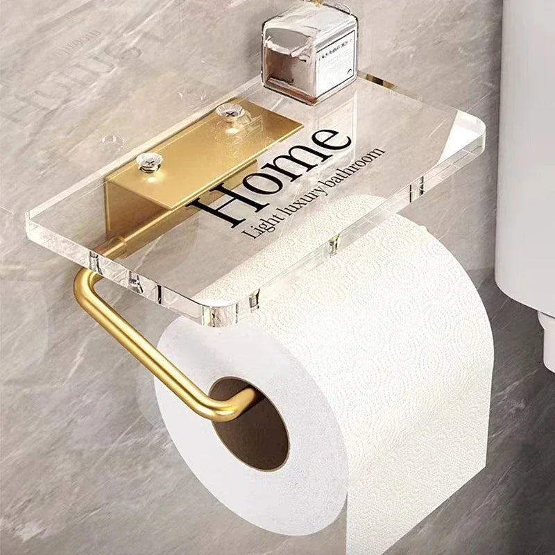 Luxury Gold Toilet Paper Holder with Shelf