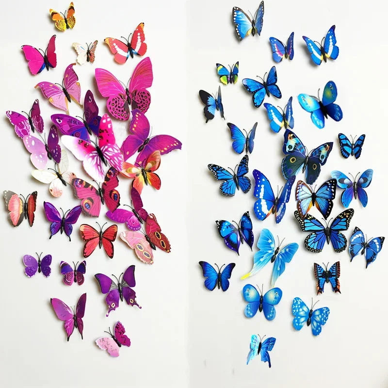 12PCS PVC 3D Butterflies Wall Stickers