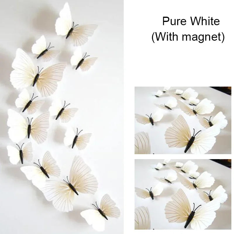 12PCS PVC 3D Butterflies Wall Stickers