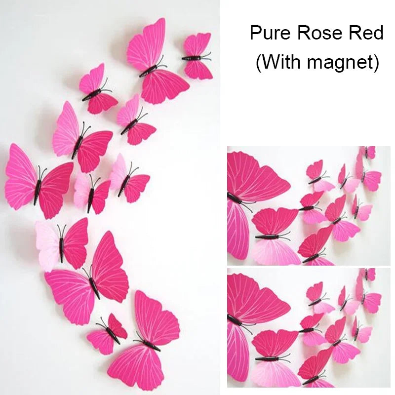 12PCS PVC 3D Butterflies Wall Stickers