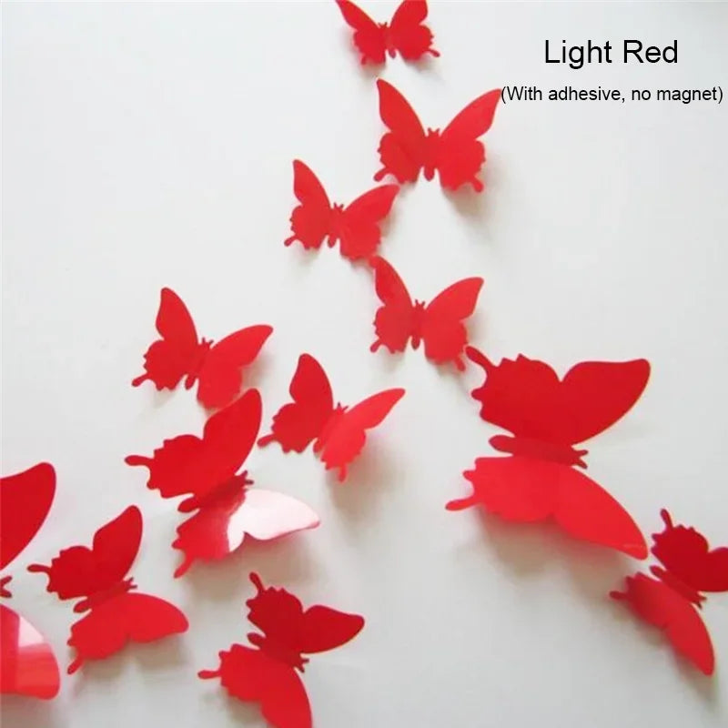 12PCS PVC 3D Butterflies Wall Stickers