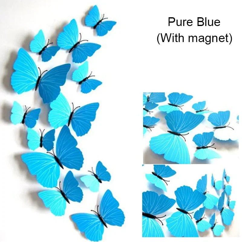 12PCS PVC 3D Butterflies Wall Stickers