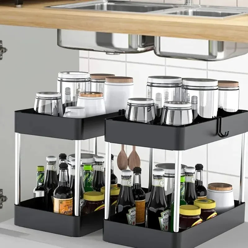 2 Tier Under Kitchen Sink Multipurpose Storage Organizer