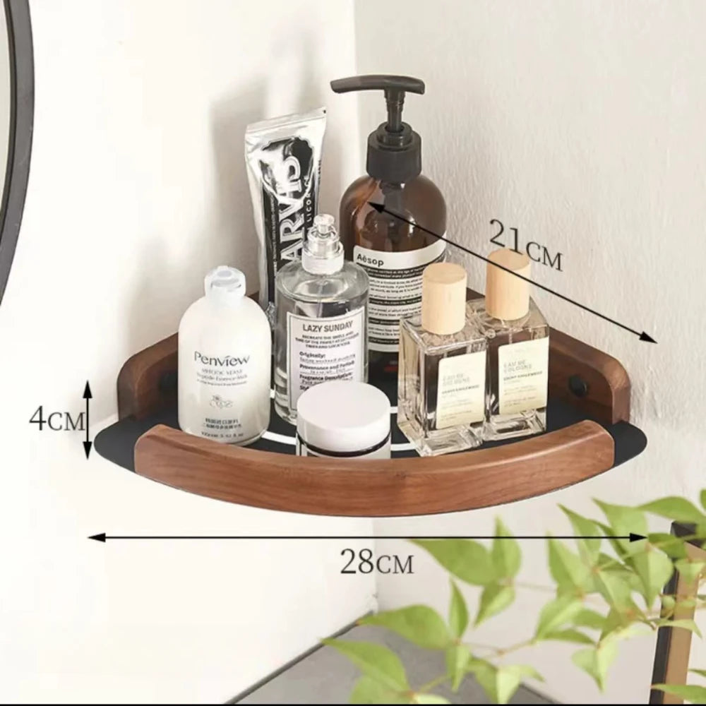 Walnut Wood Bathroom Rack Set