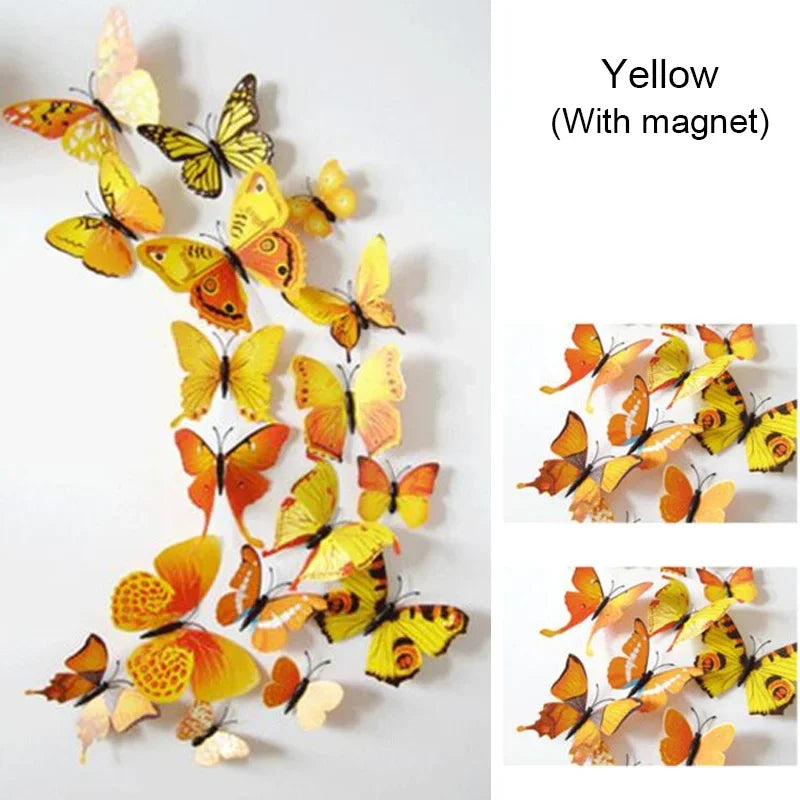 12PCS PVC 3D Butterflies Wall Stickers