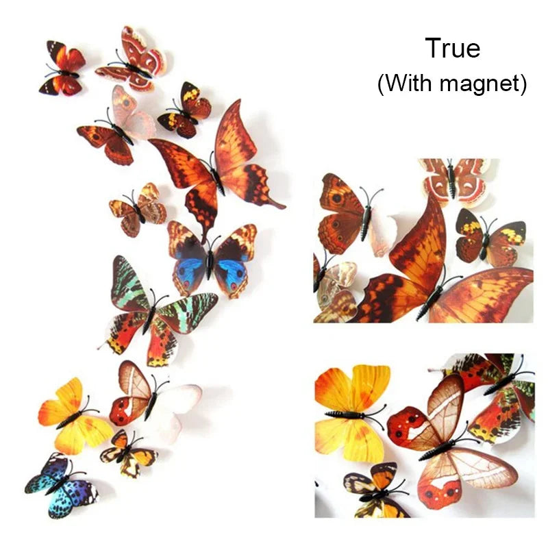 12PCS PVC 3D Butterflies Wall Stickers