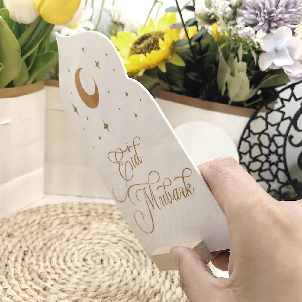 Tabletop Reusable Acrylic Ramadan Calendar Board with Wooden Base