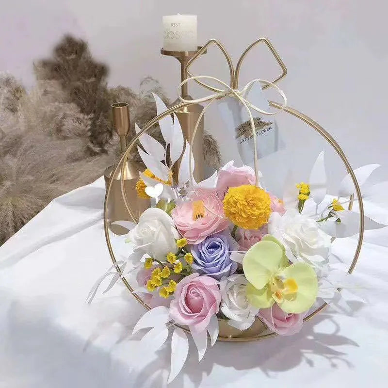 Metal Crescent Moon Flower Holder