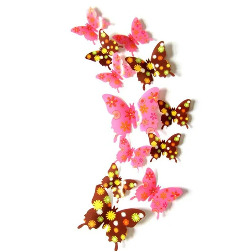 12PCS PVC 3D Butterflies Wall Stickers