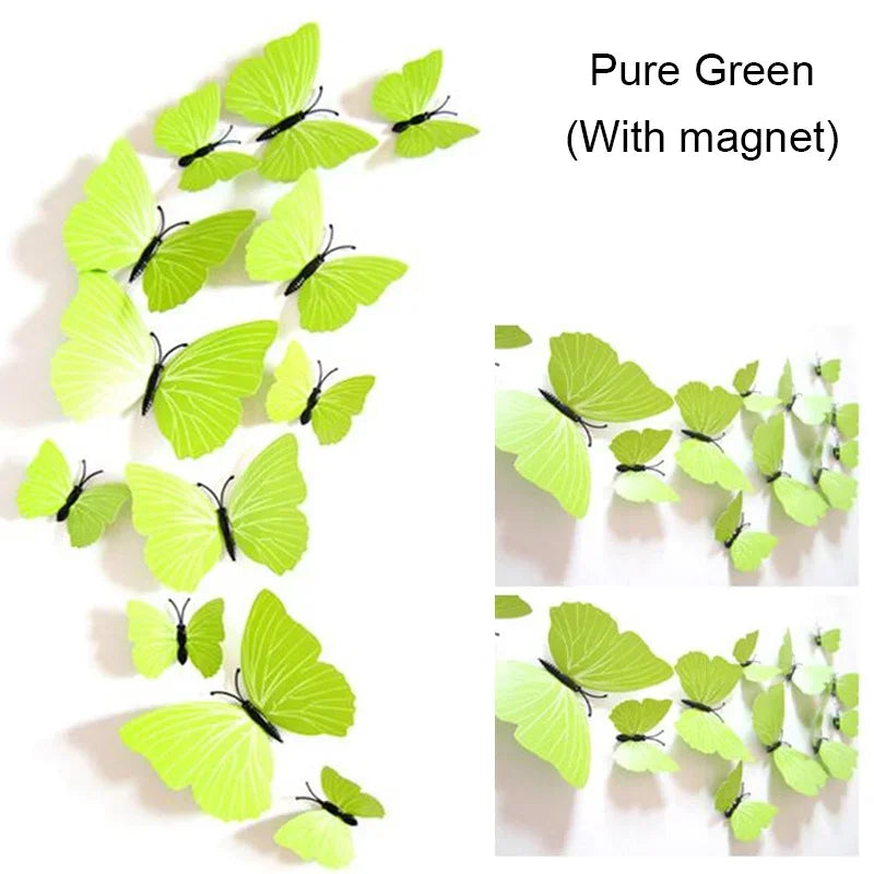 12PCS PVC 3D Butterflies Wall Stickers