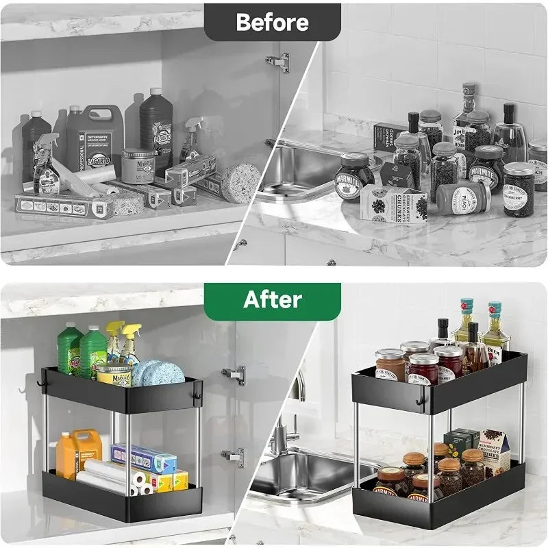 2 Tier Under Kitchen Sink Multipurpose Storage Organizer