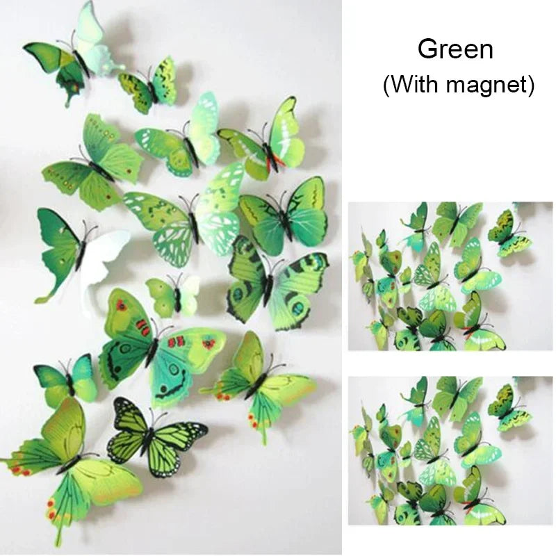 12PCS PVC 3D Butterflies Wall Stickers