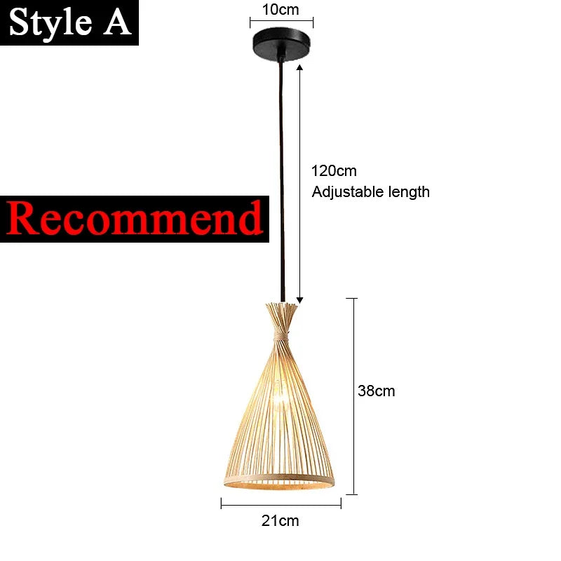 Japanese Bamboo Rattan Woven Ceiling Hanging Light