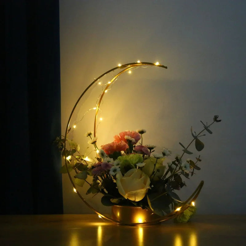 Metal Crescent Moon Flower Holder
