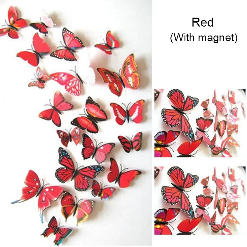 12PCS PVC 3D Butterflies Wall Stickers