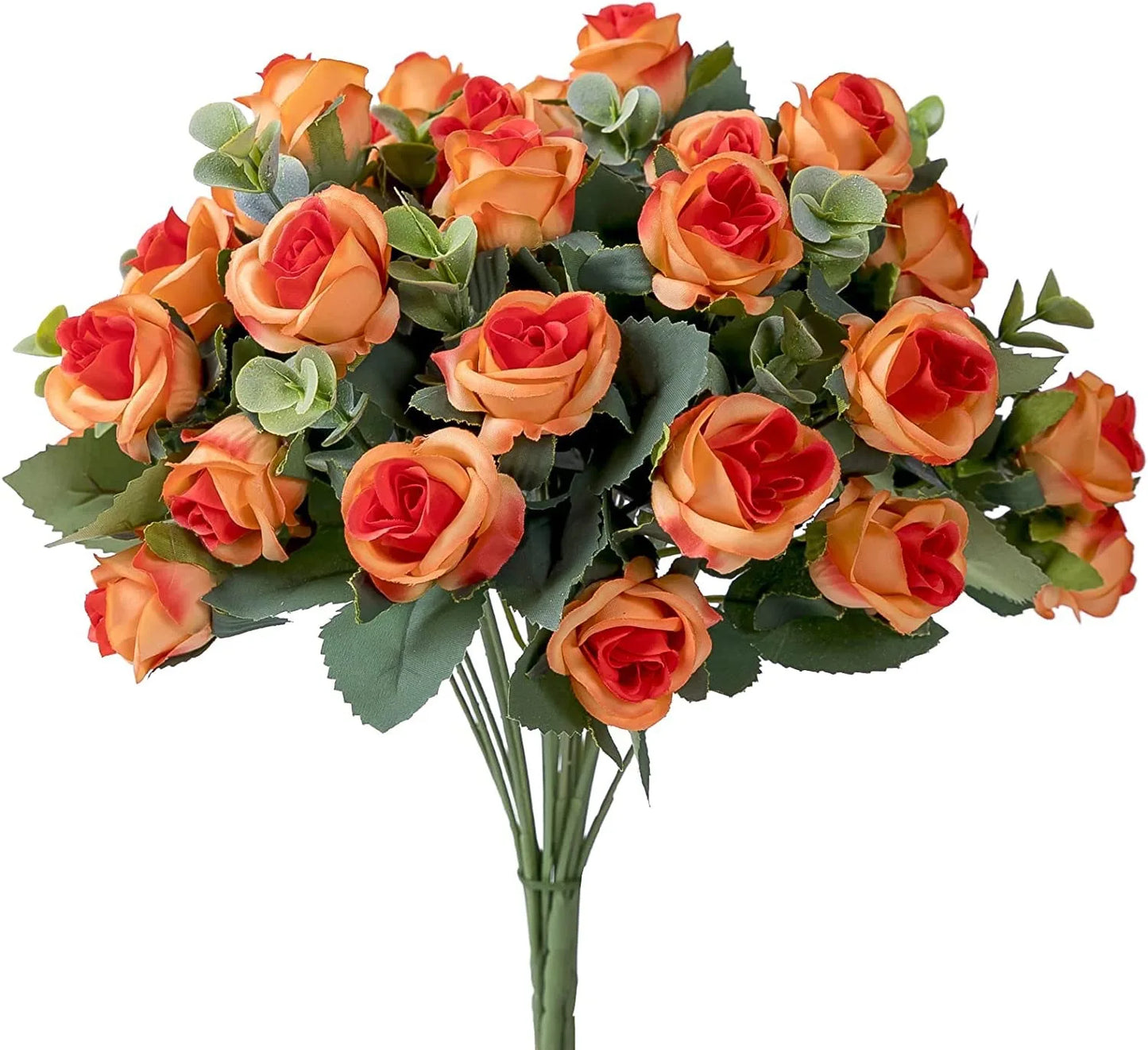 Artificial Flower Silk White Rose white and Eucalyptus leaves
