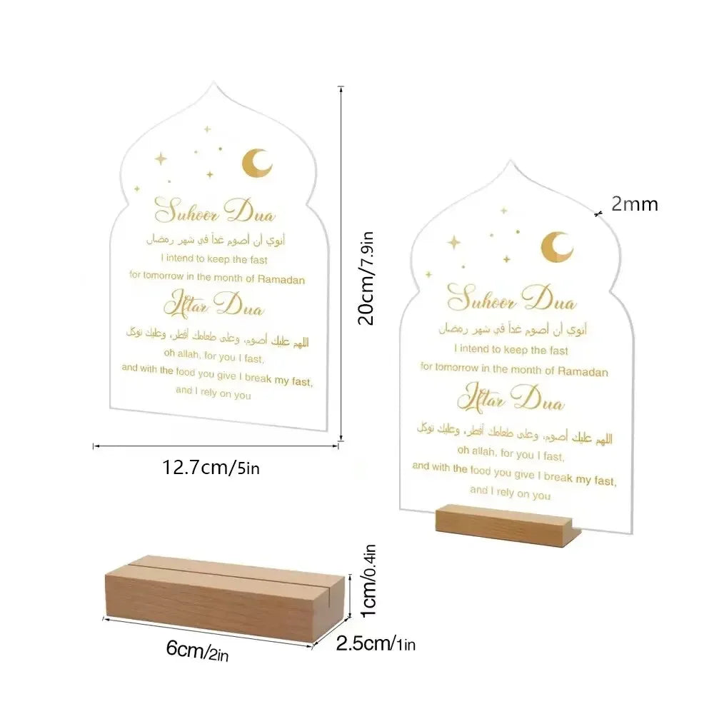 Tabletop Reusable Acrylic Ramadan Calendar Board with Wooden Base