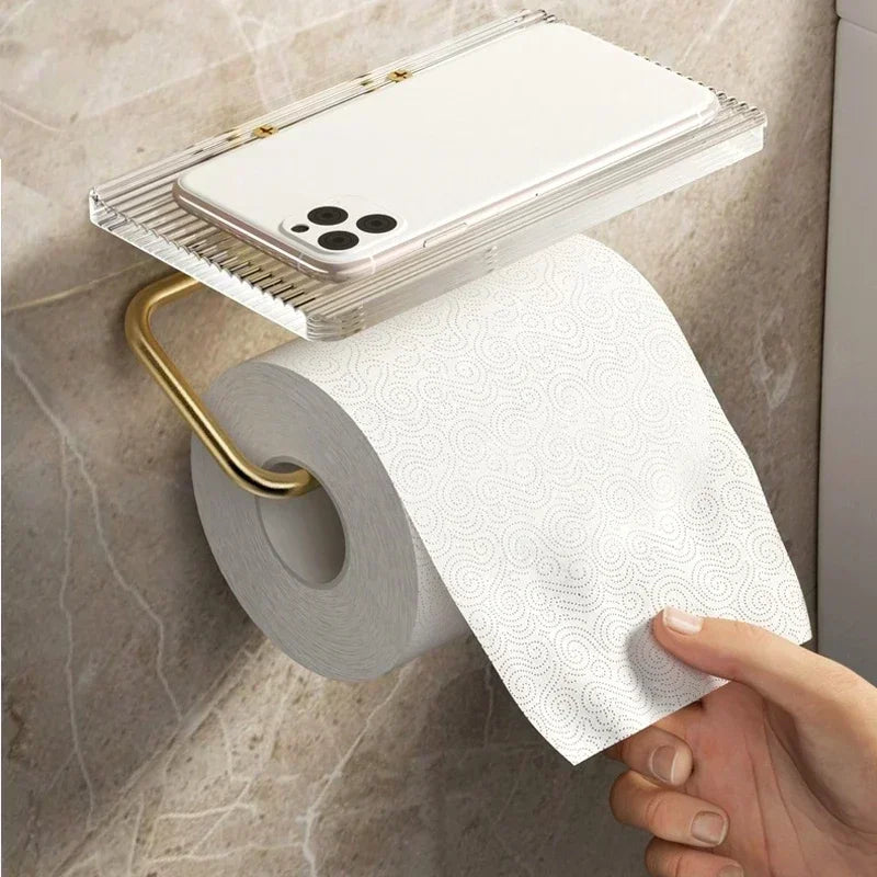 Luxury Gold Toilet Paper Holder with Shelf