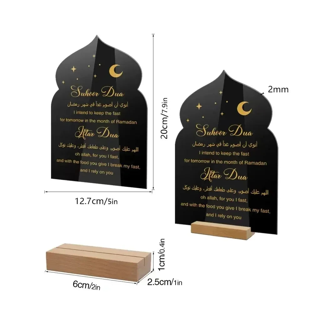 Tabletop Reusable Acrylic Ramadan Calendar Board with Wooden Base