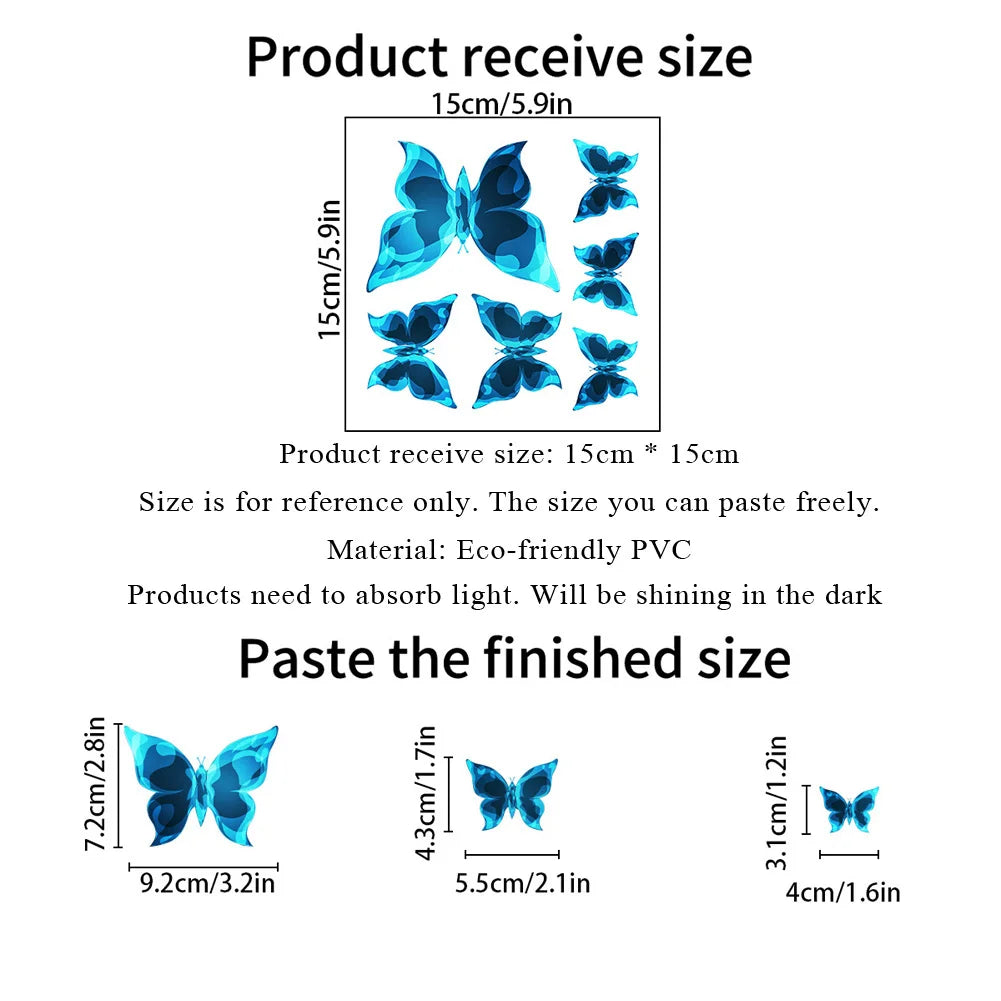 Blue Luminous Butterfly Wall Stickers