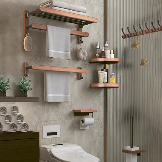 Walnut Wood Bathroom Rack Set