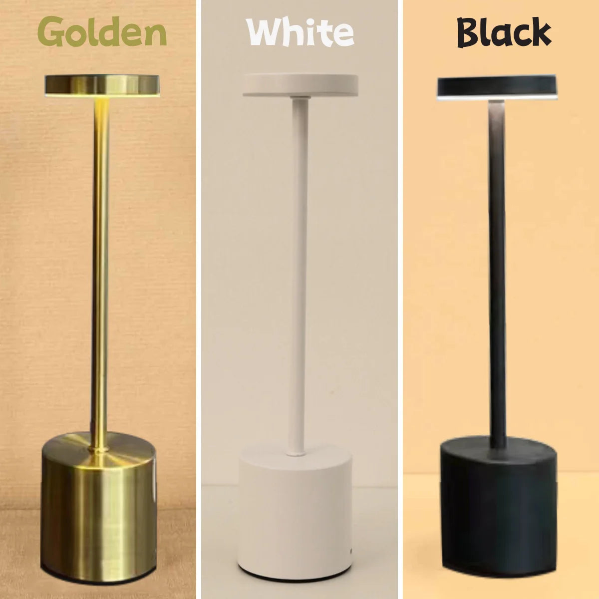 Metallic Touch Type Rechargeable Table Lamp