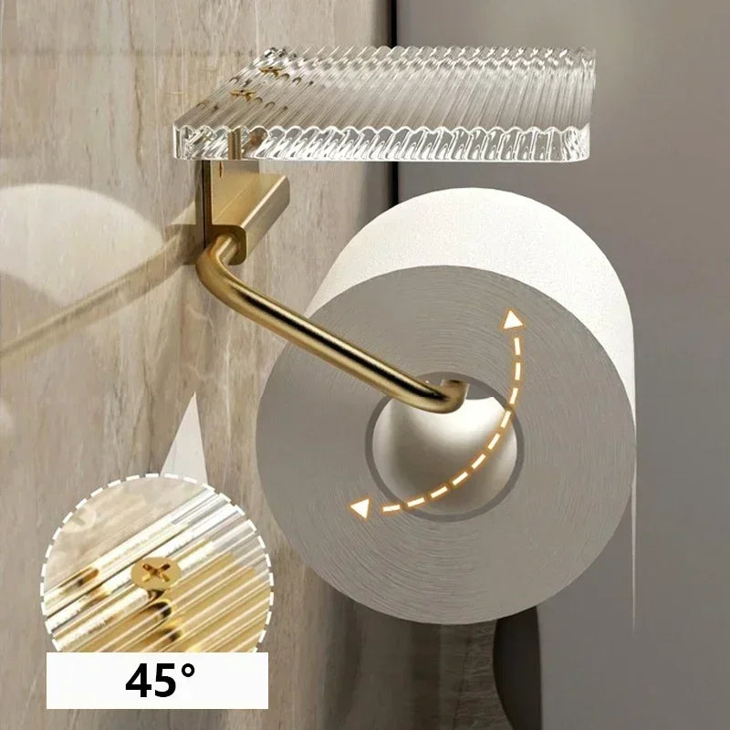 Luxury Gold Toilet Paper Holder with Shelf