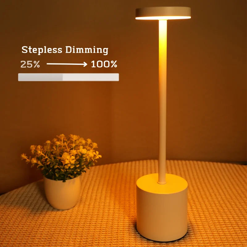 Metallic Touch Type Rechargeable Table Lamp