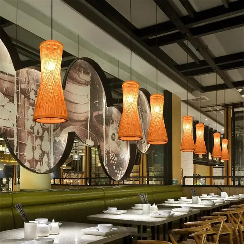 Japanese Bamboo Rattan Woven Ceiling Hanging Light