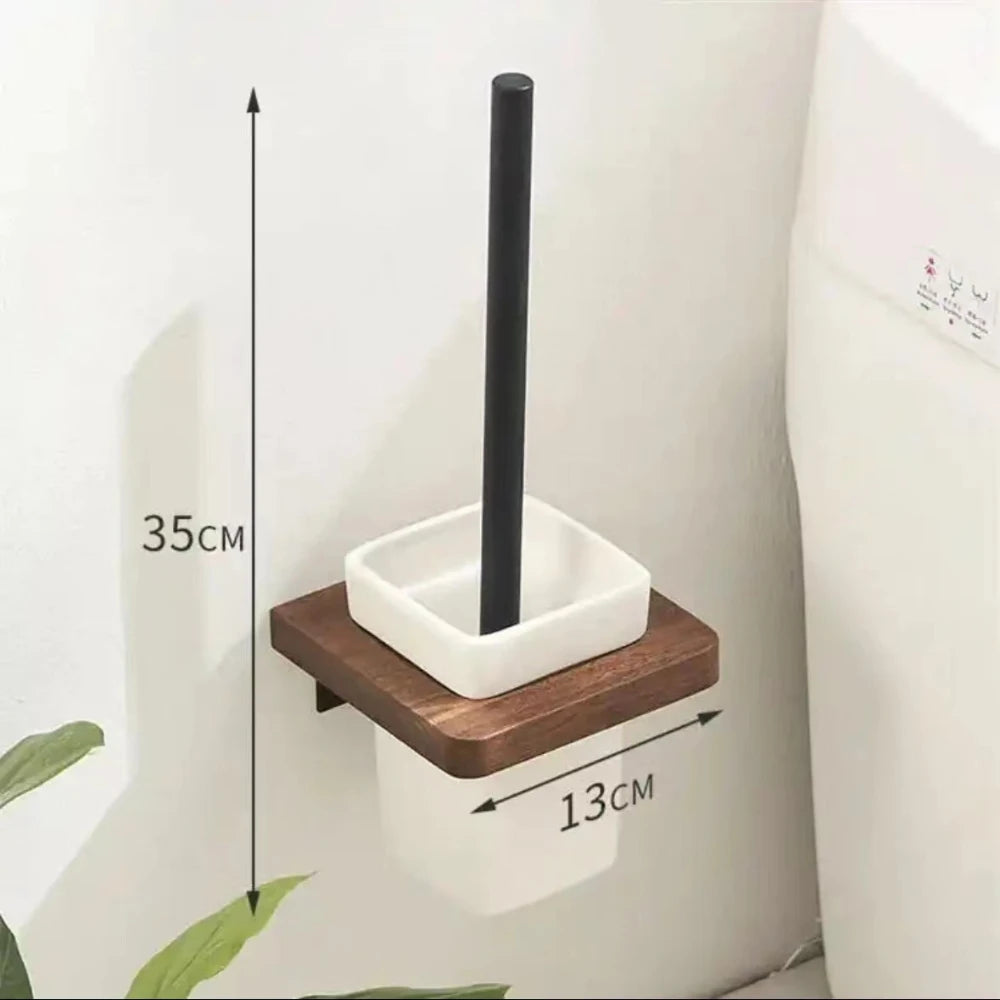 Walnut Wood Bathroom Rack Set
