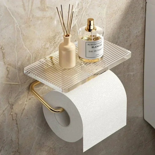 Luxury Gold Toilet Paper Holder with Shelf