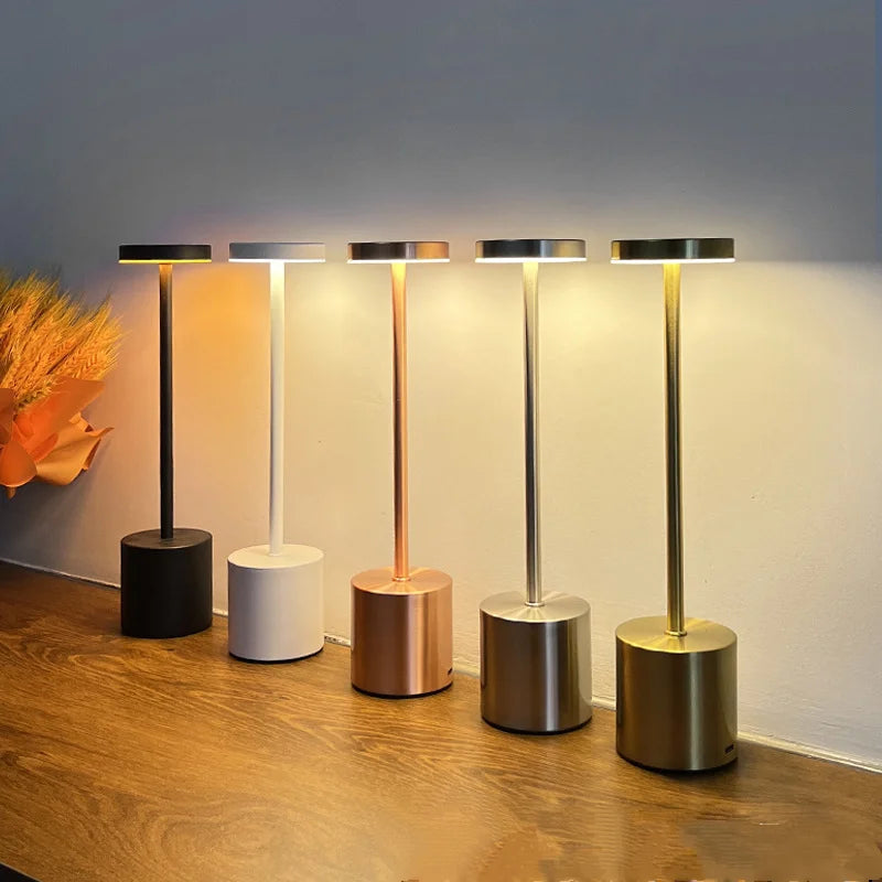 Metallic Touch Type Rechargeable Table Lamp