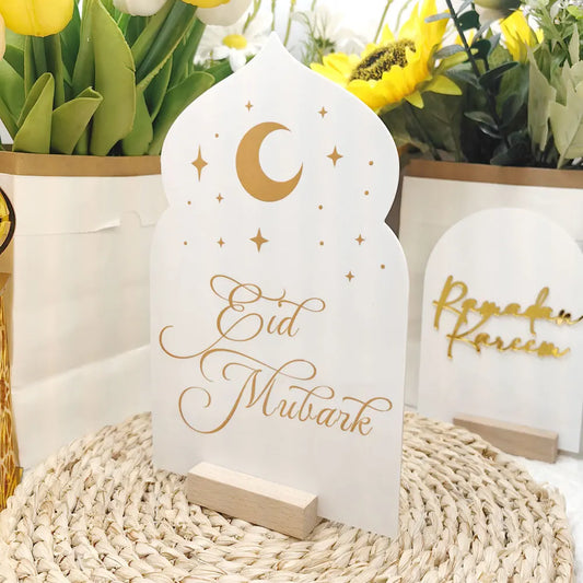 Tabletop Reusable Acrylic Ramadan Calendar Board with Wooden Base