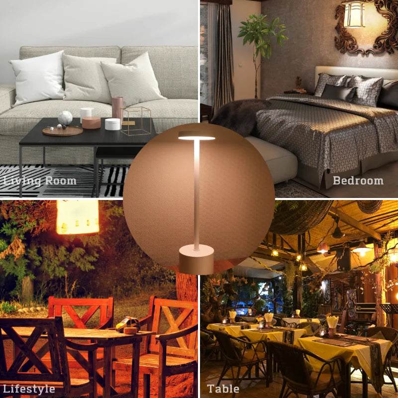 Metallic Touch Type Rechargeable Table Lamp