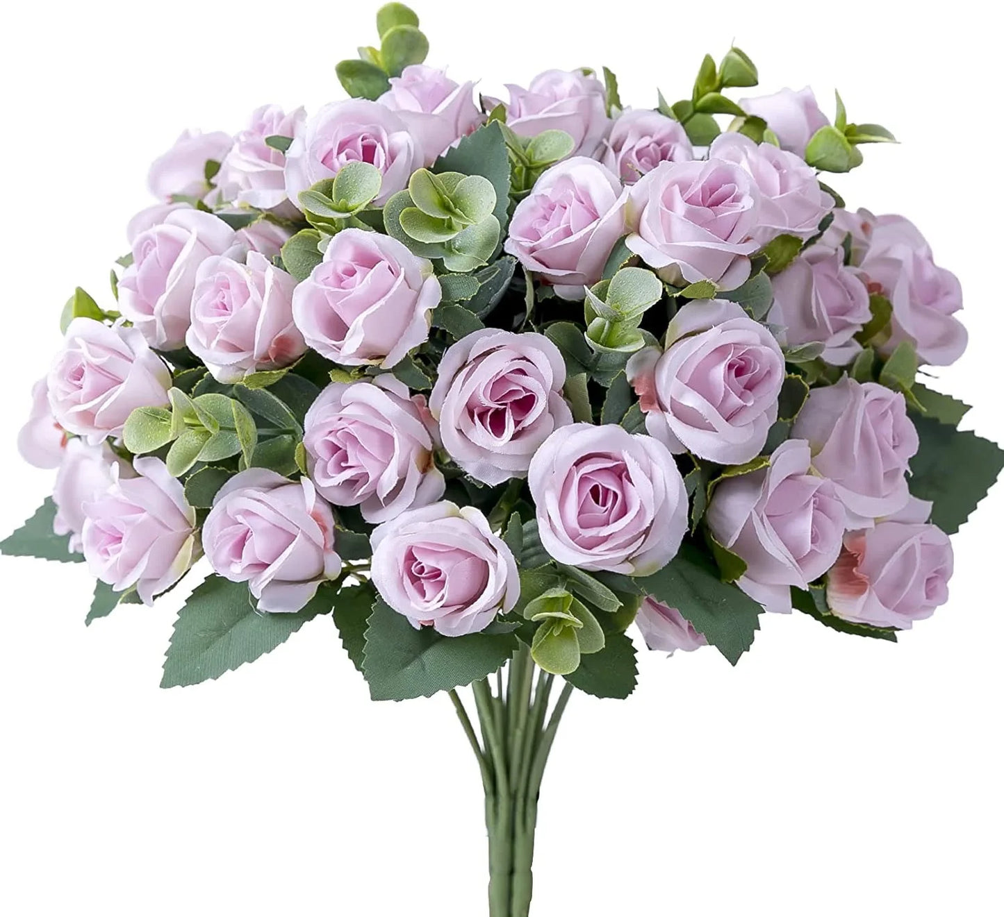 Artificial Flower Silk White Rose white and Eucalyptus leaves