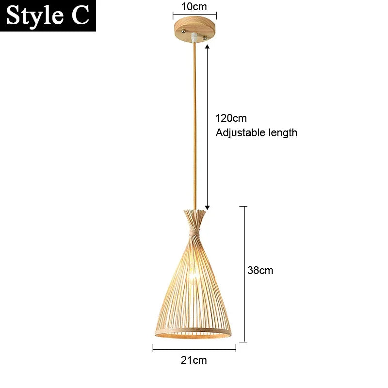 Japanese Bamboo Rattan Woven Ceiling Hanging Light