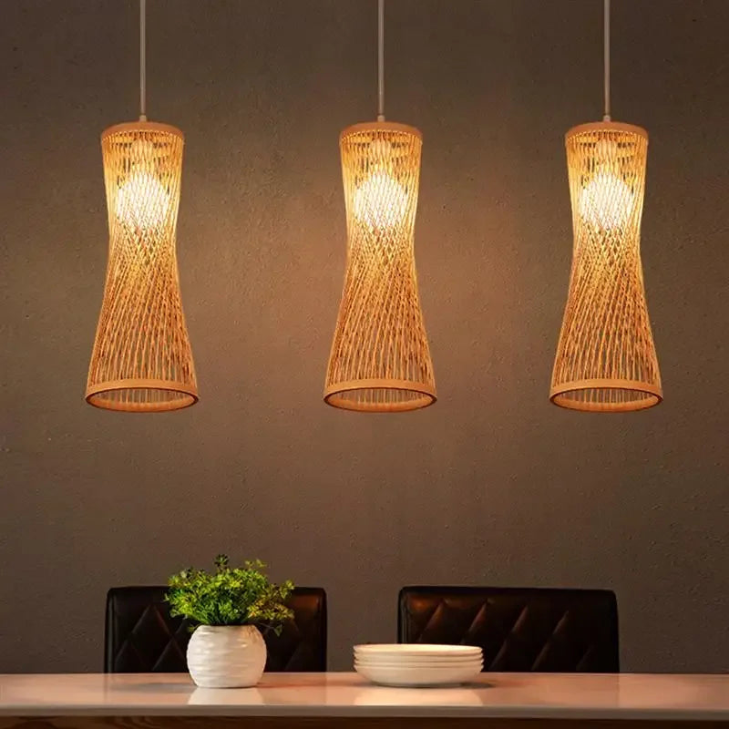 Japanese Bamboo Rattan Woven Ceiling Hanging Light