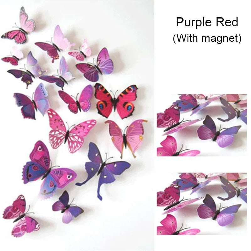 12PCS PVC 3D Butterflies Wall Stickers