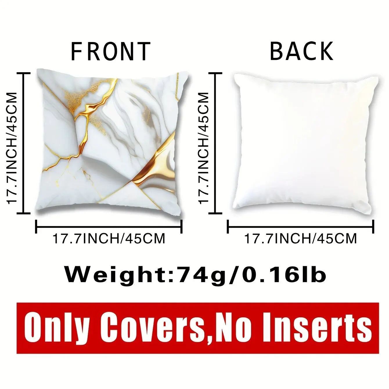 Marble Textured Throw Pillow Cover- 45cm x 45 cm